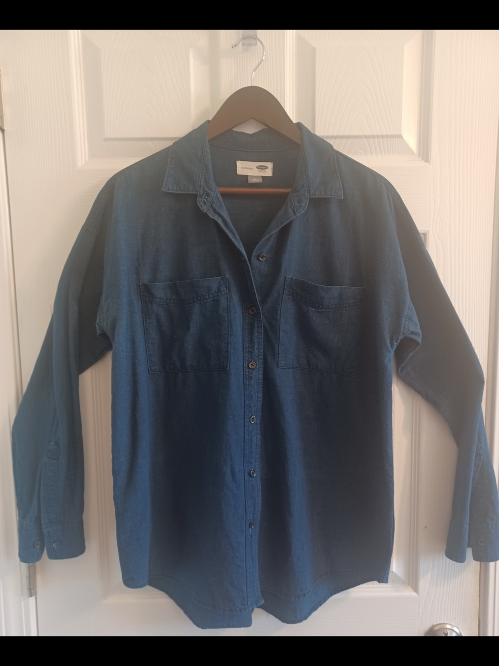 Old Navy Blue Boyfriend Denim Shirt Cotton Classic